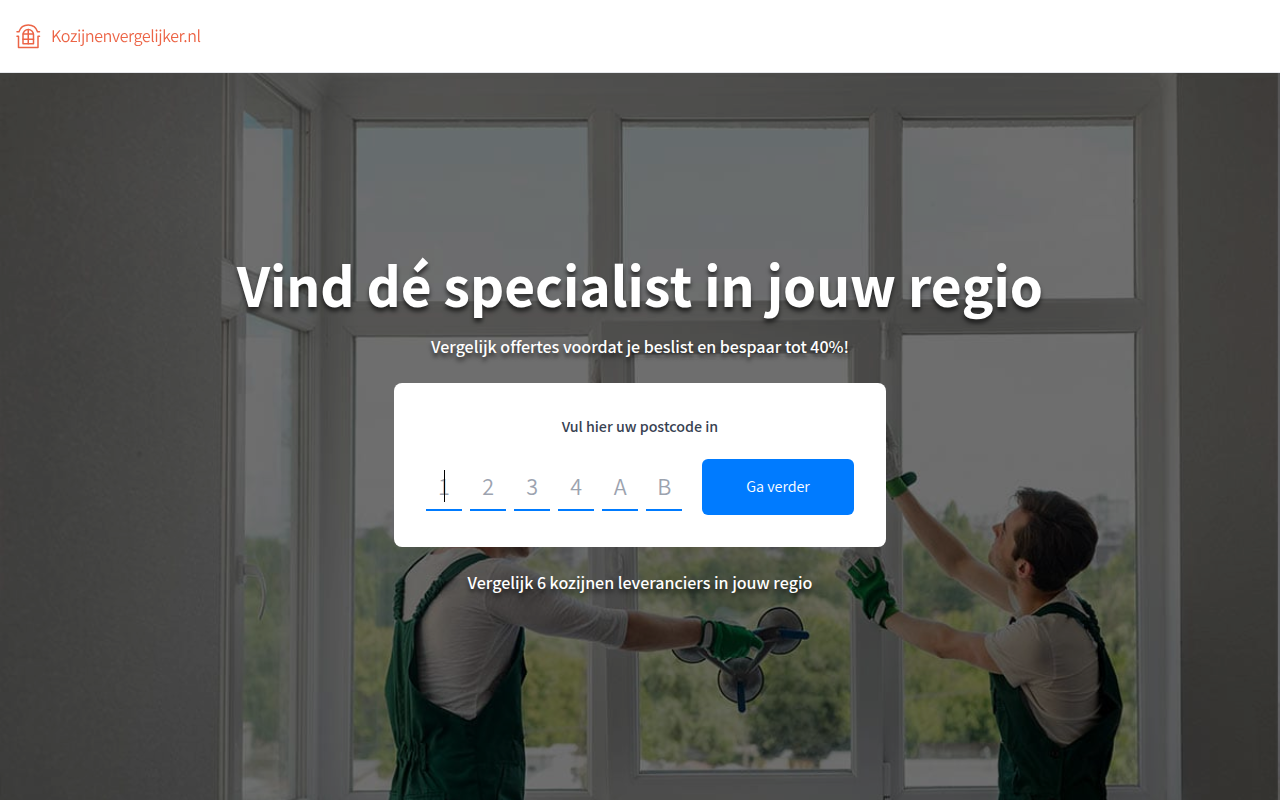 Screenshot van kozijnenvergelijker.nl