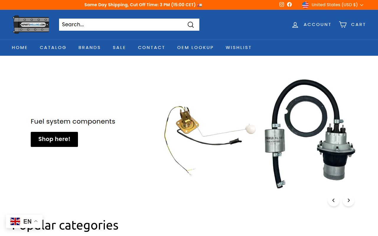 Screenshot van kpartsholland.com