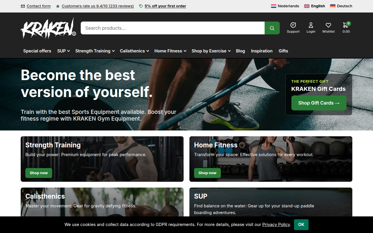 Screenshot van krakensport.com
