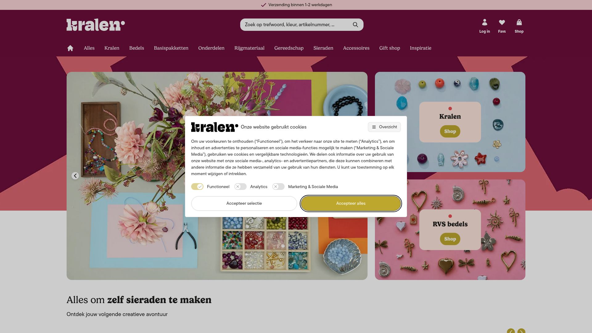 Screenshot van kralen.nl