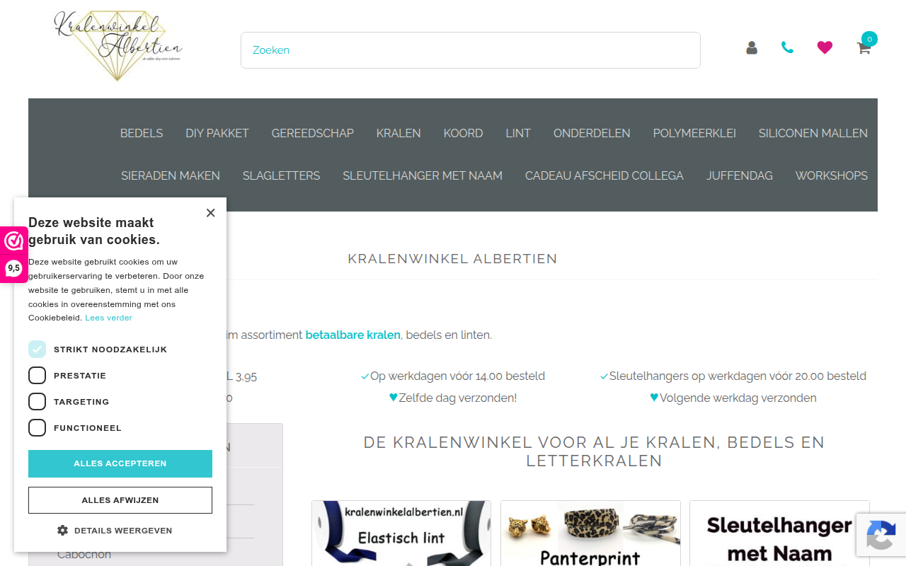 Screenshot van kralenwinkelalbertien.nl