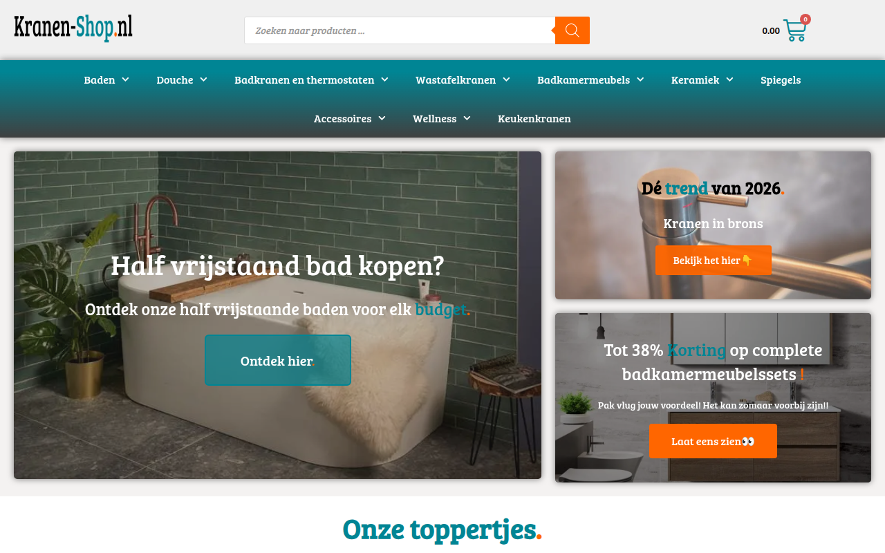 Screenshot van kranen-shop.nl
