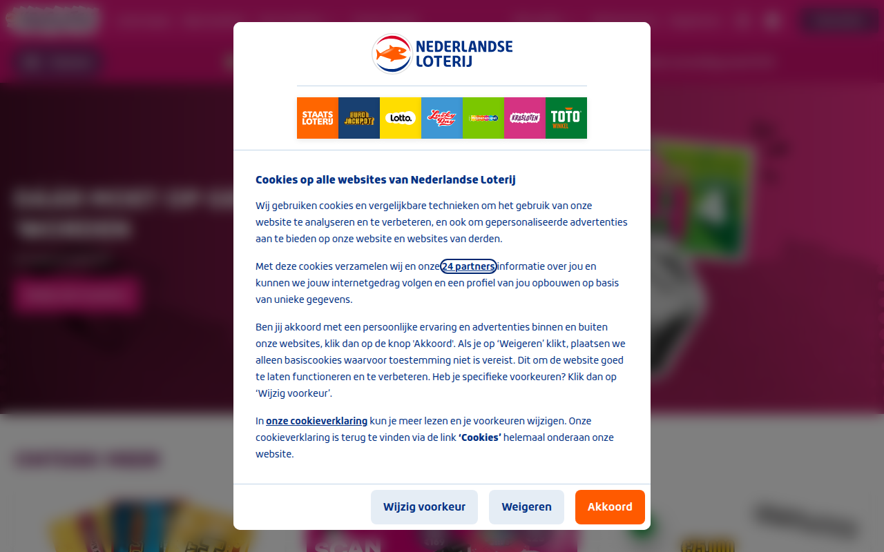 Screenshot van krasloten.nederlandseloterij.nl