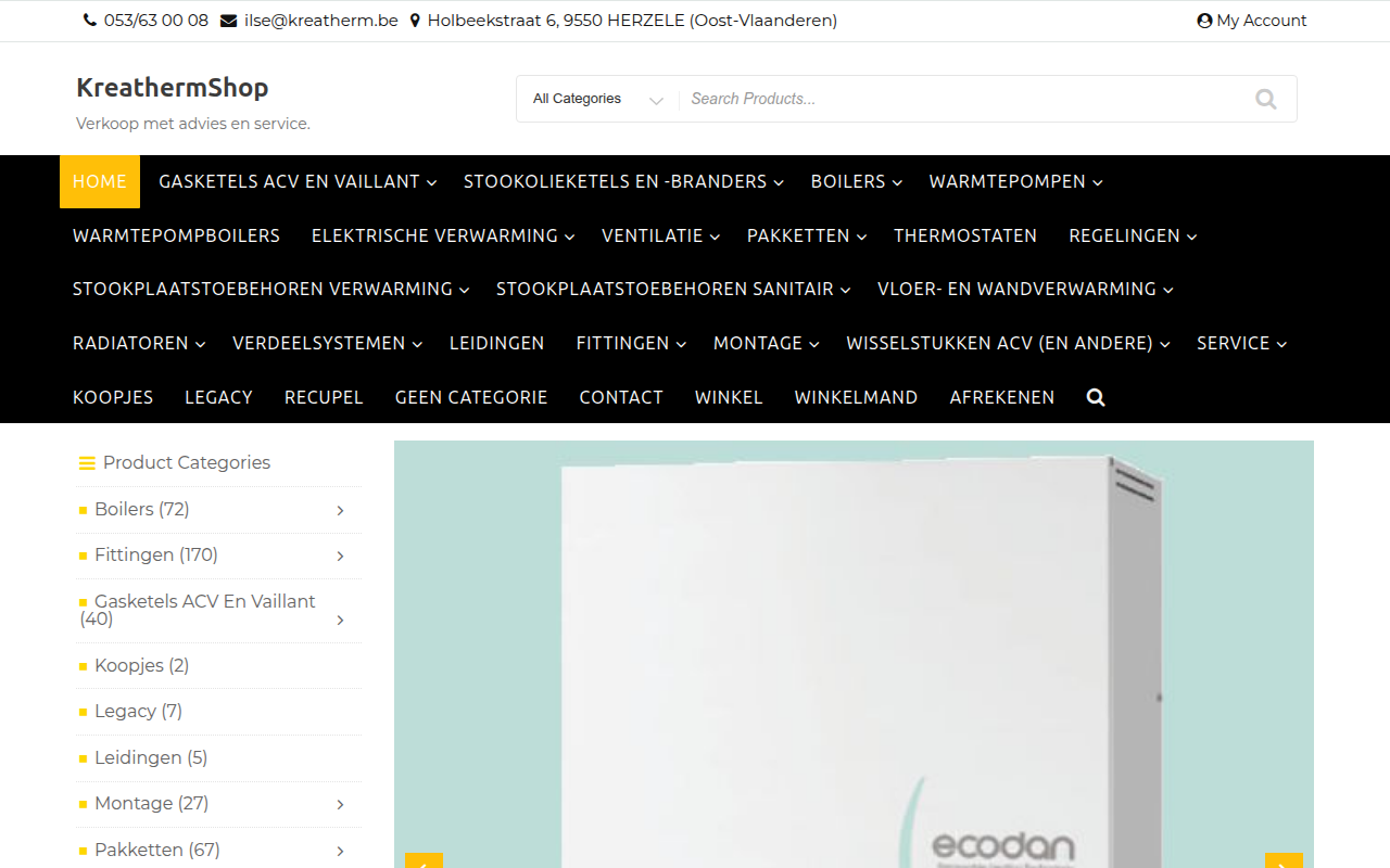 Screenshot van kreathermshop.be