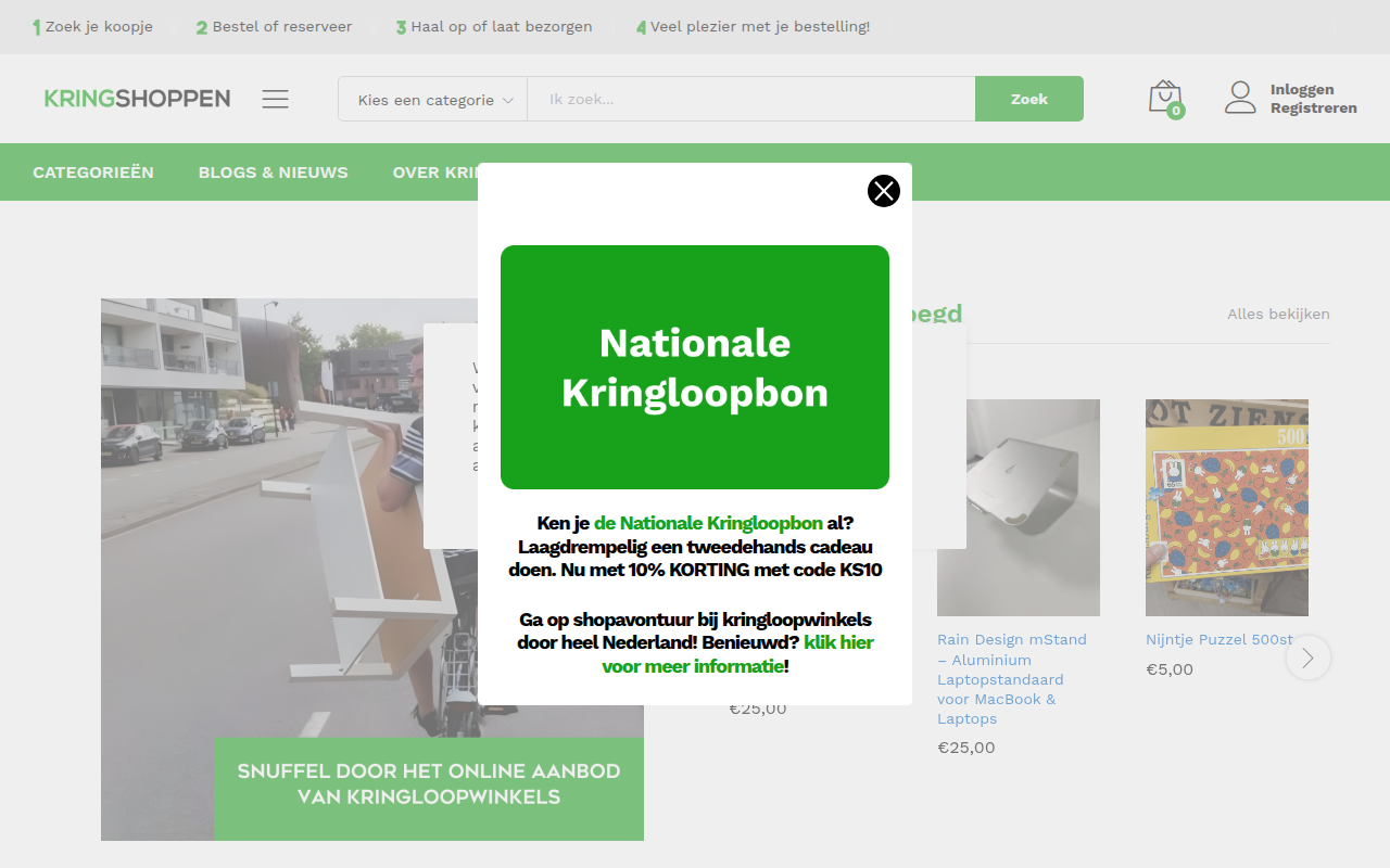 Screenshot van kringshoppen.nl