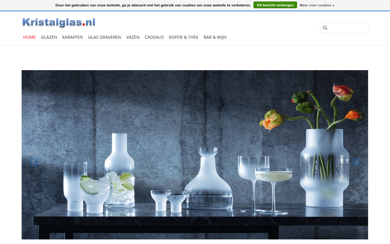 Screenshot van kristalglas.nl