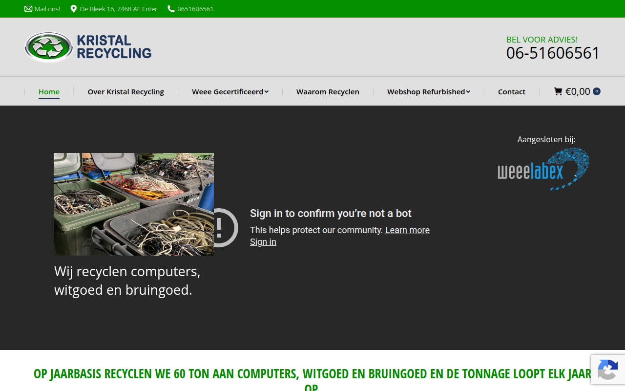 Screenshot van kristalrecycling.nl