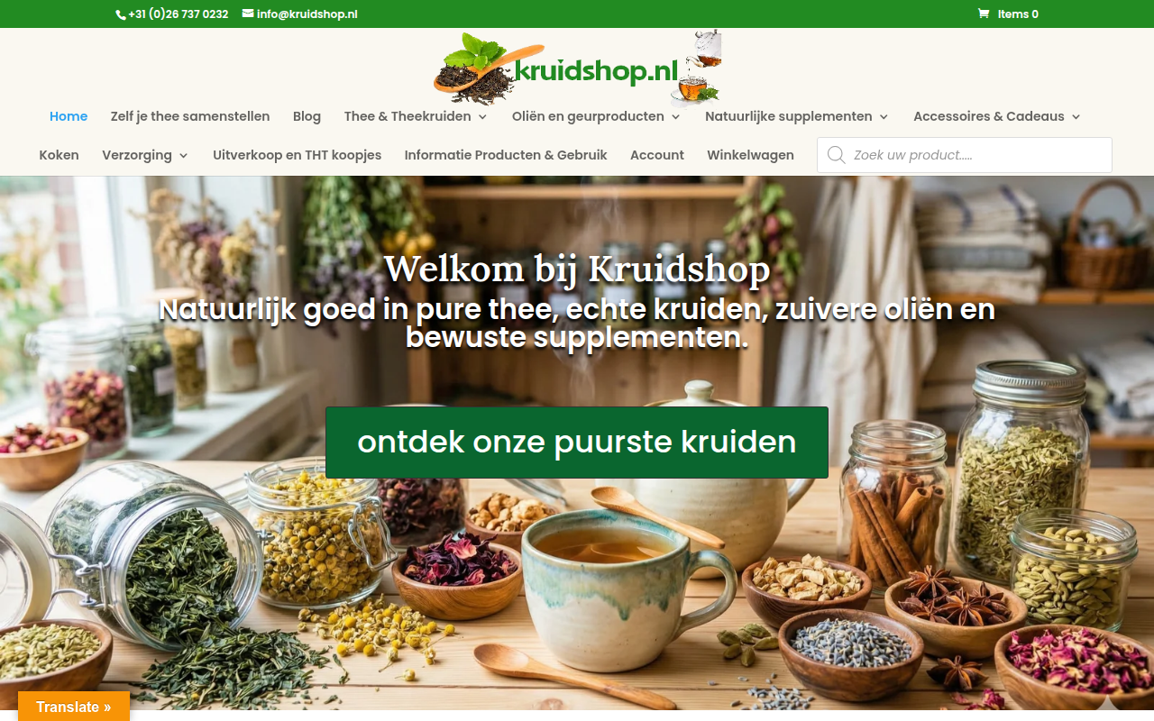 Screenshot van kruidshop.nl