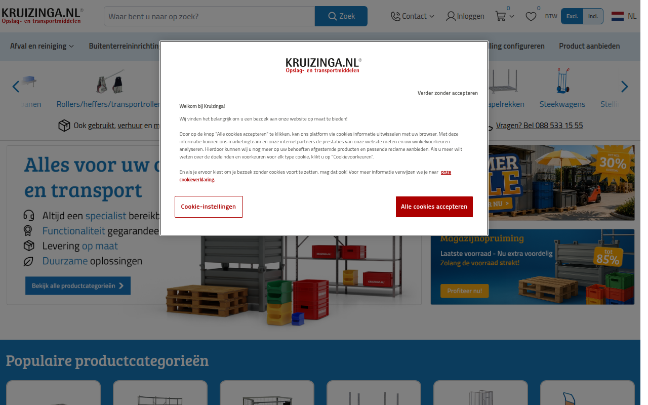 Screenshot van kruizinga.nl