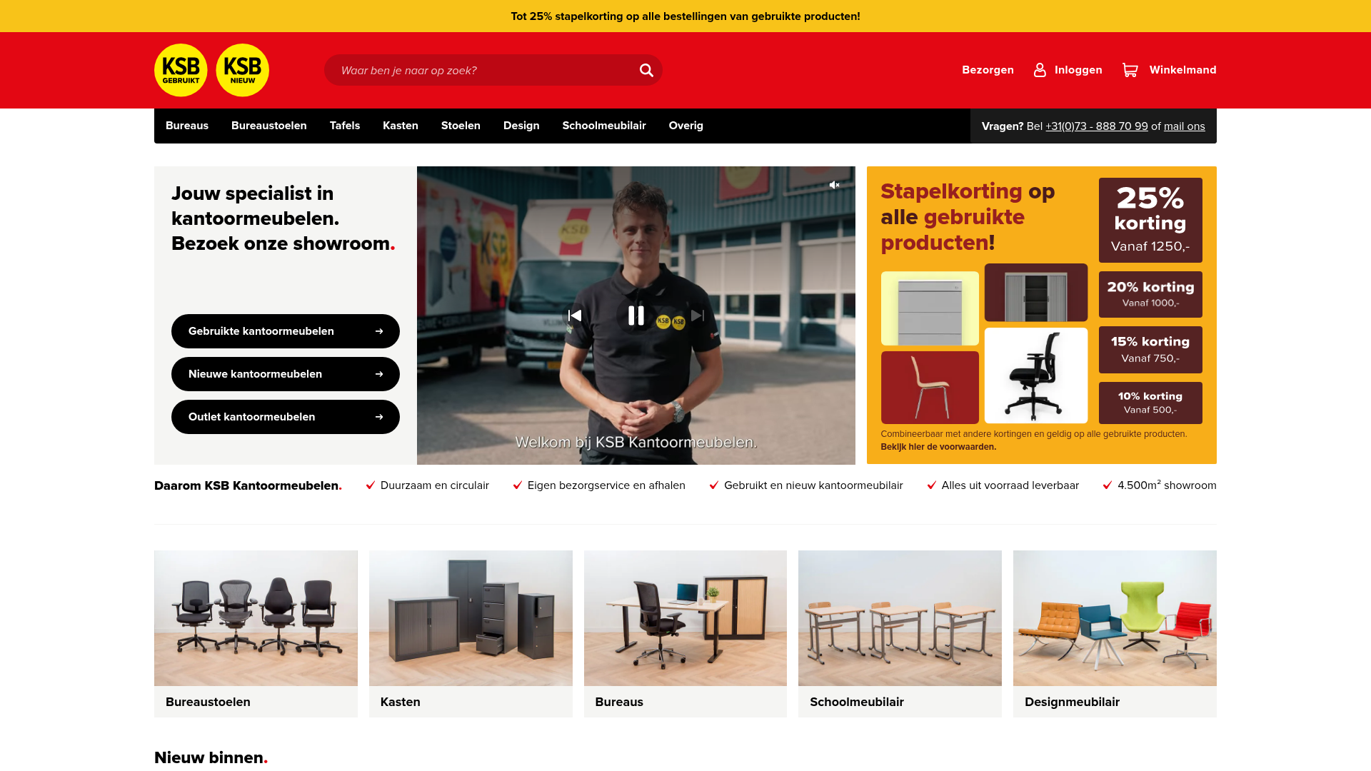 Screenshot van ksb-kantoormeubelen.nl
