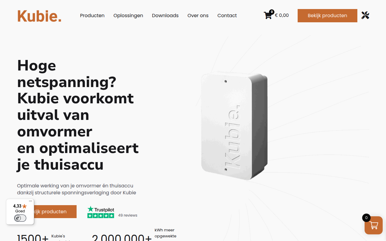 Screenshot van kubie.nl