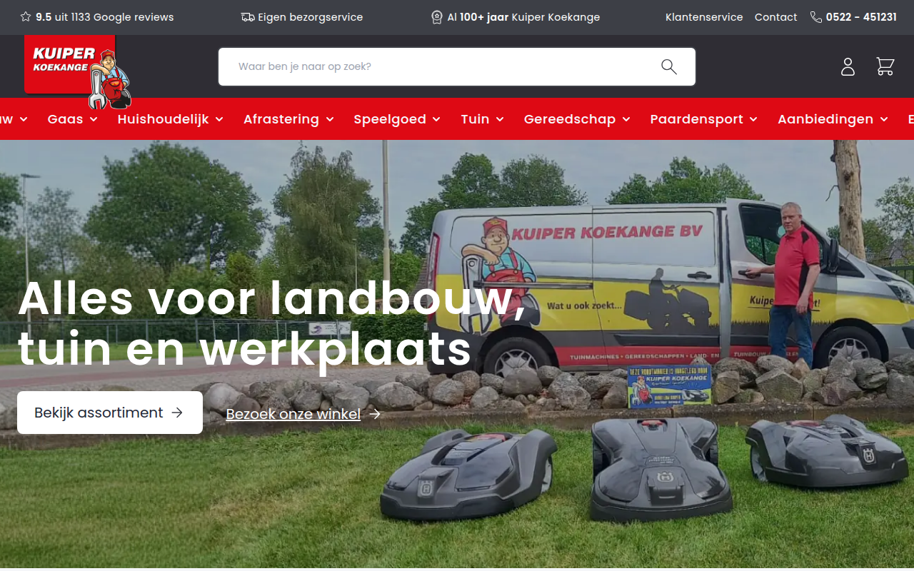 Screenshot van kuiper-koekange.nl