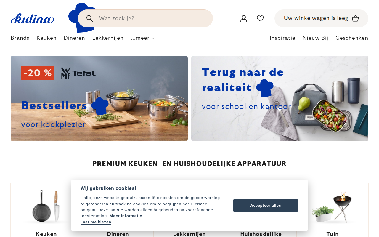 Screenshot van kulina.nl