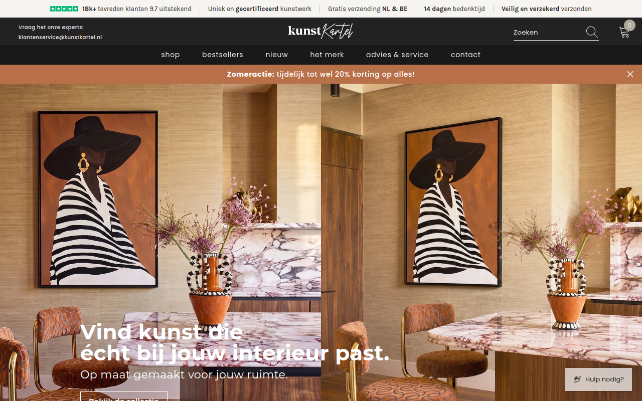 Screenshot van kunstkartel.nl