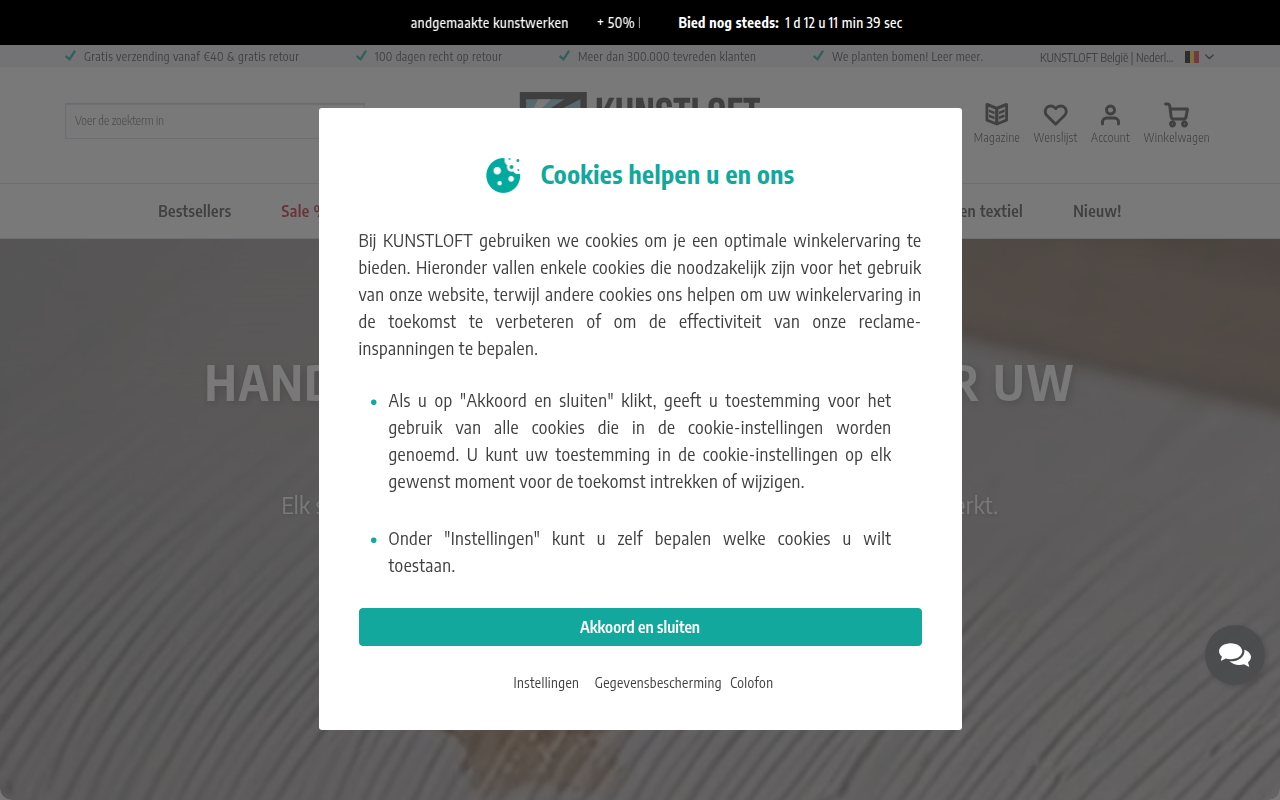 Screenshot van kunstloft.be