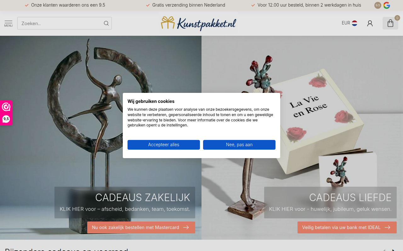 Screenshot van kunstpakket.nl