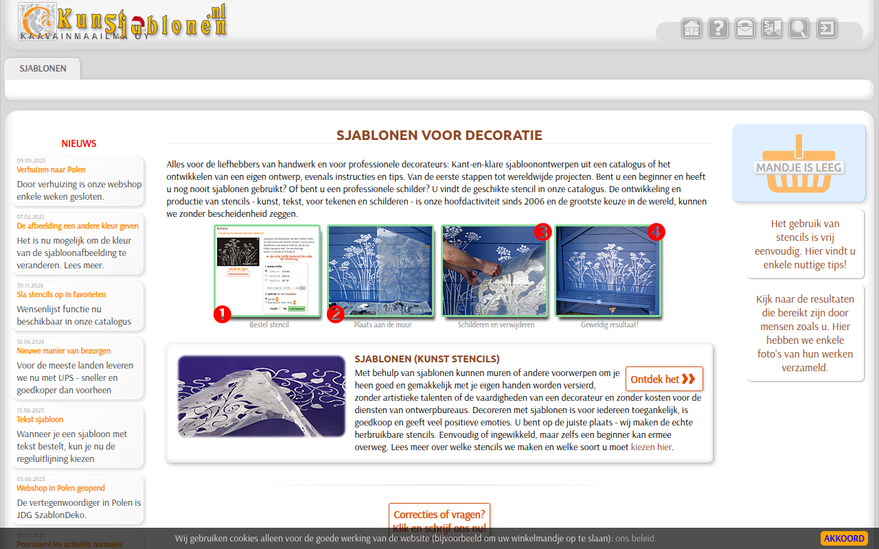 Screenshot van kunstsjablonen.nl