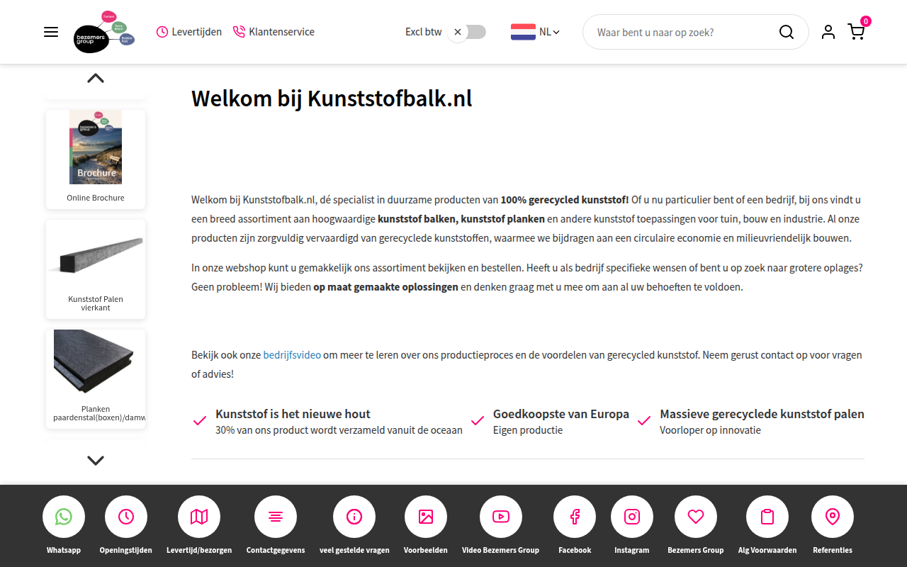 Screenshot van kunststofbalk.nl