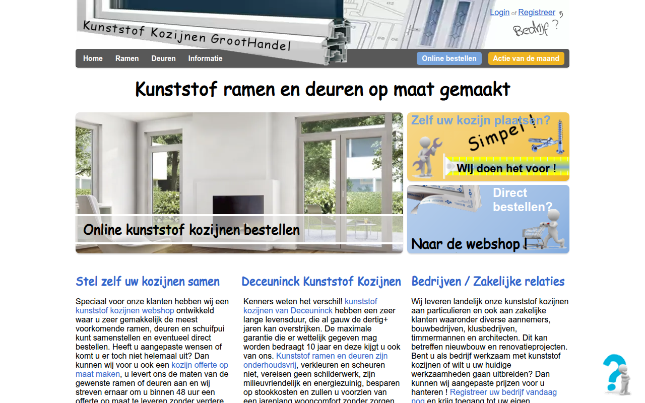 Screenshot van kunststofkozijnengroothandel.nl