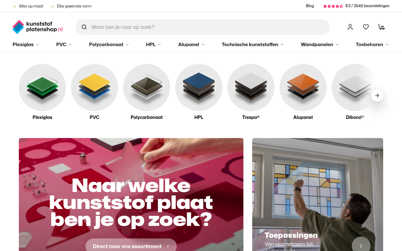 Screenshot van kunststofplatenshop.nl