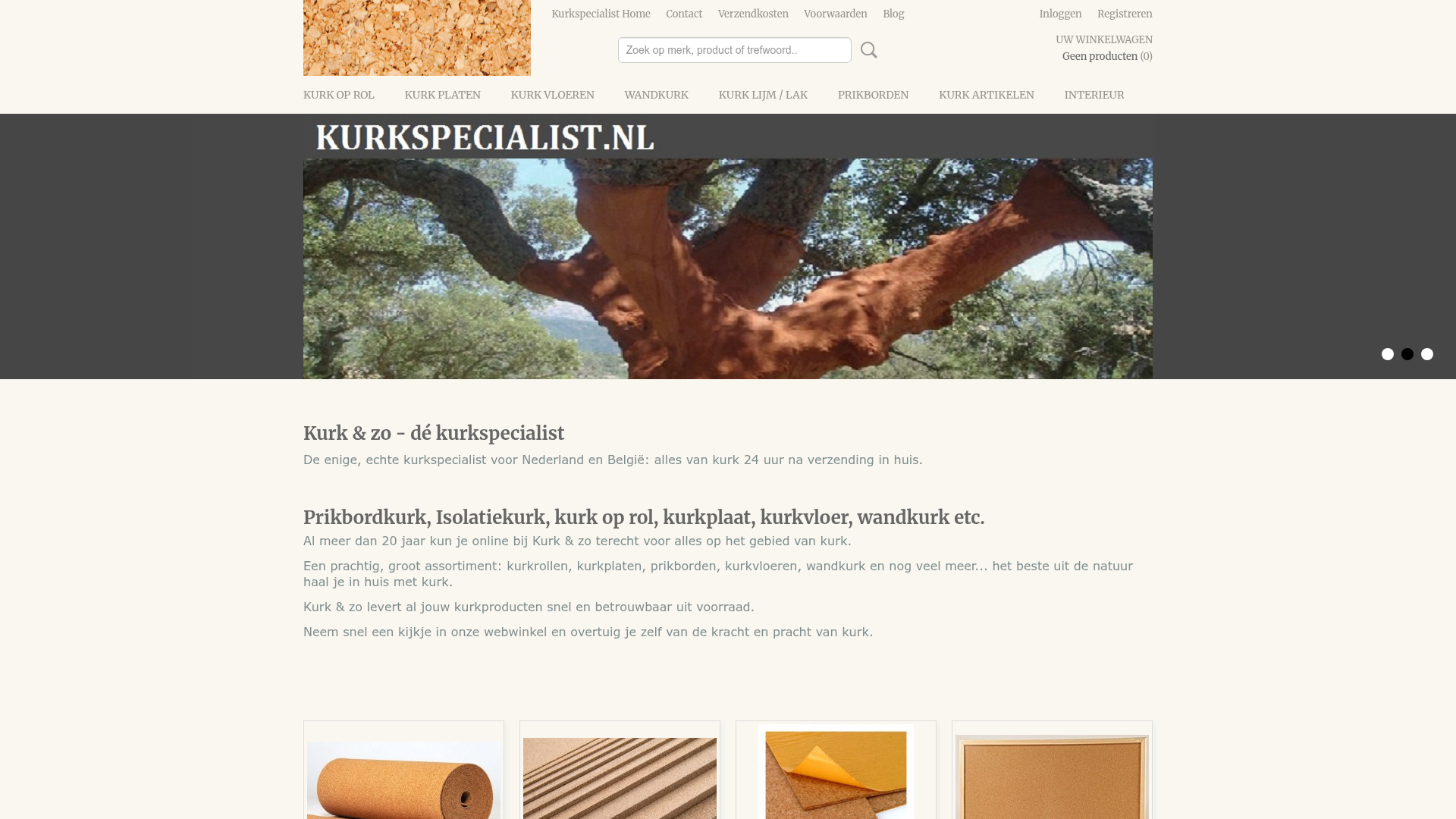 Screenshot van kurkspecialist.nl
