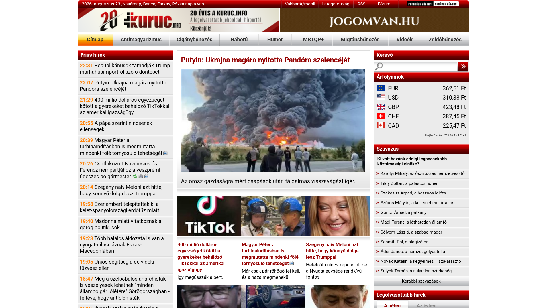 Screenshot van kuruc.info