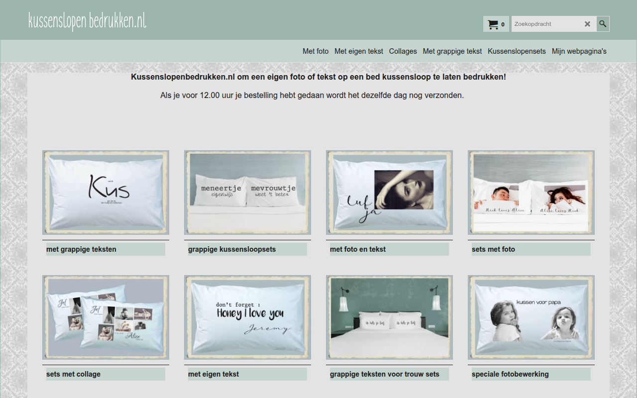 Screenshot van kussenslopenbedrukken.nl
