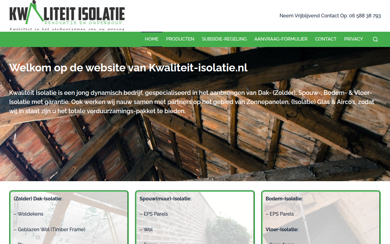 Screenshot van kwaliteit-isolatie.nl