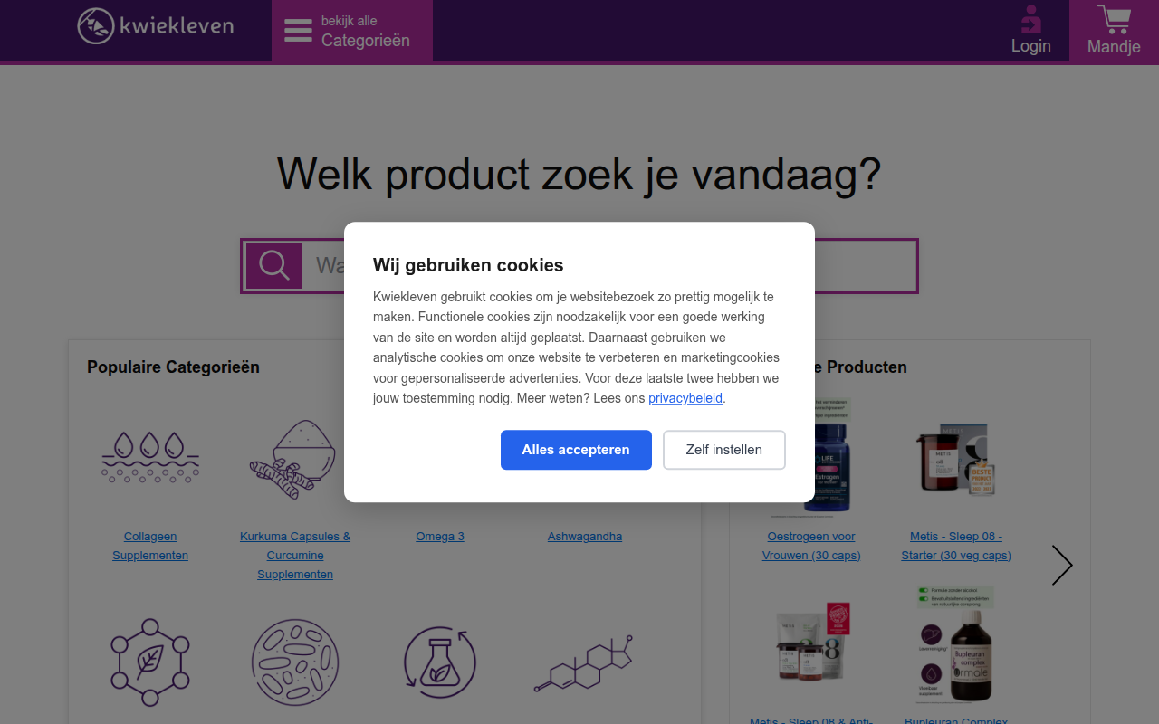 Screenshot van kwiekleven.nl