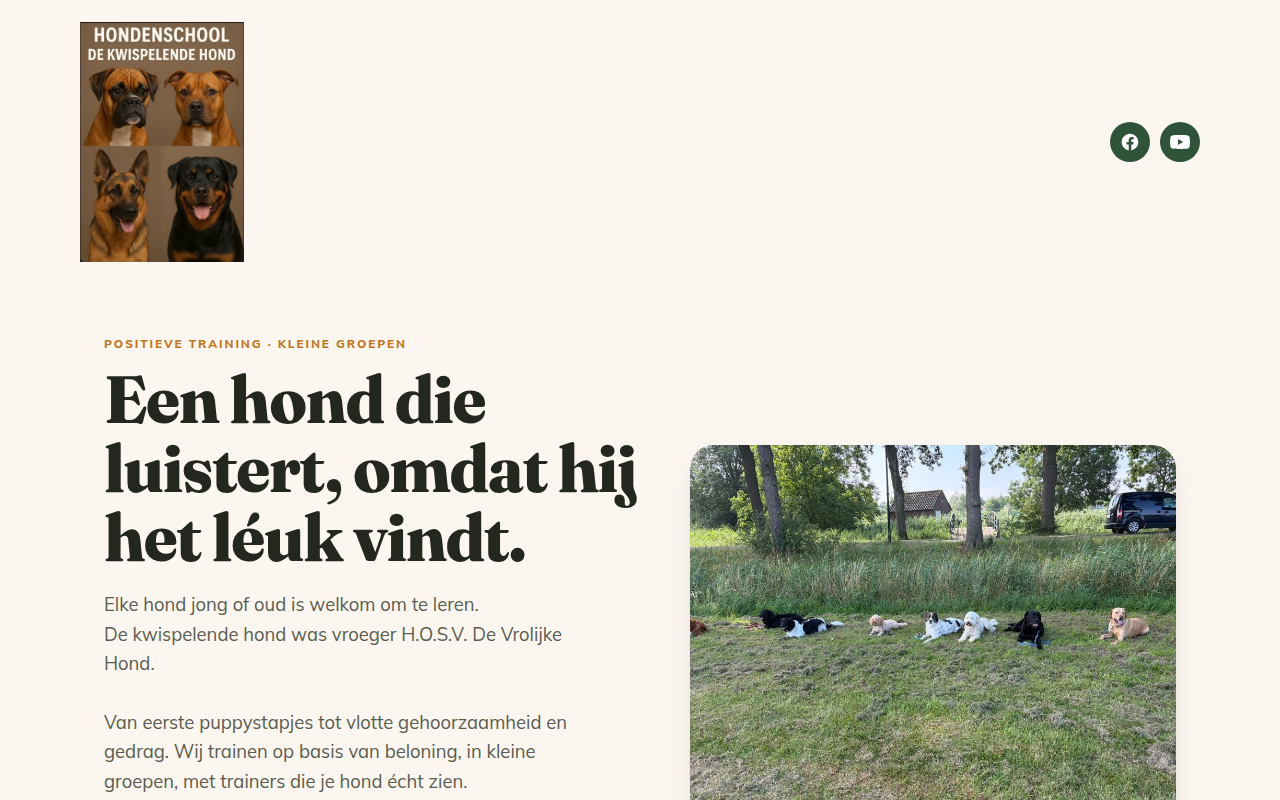 Screenshot van kwispelendehond.nl