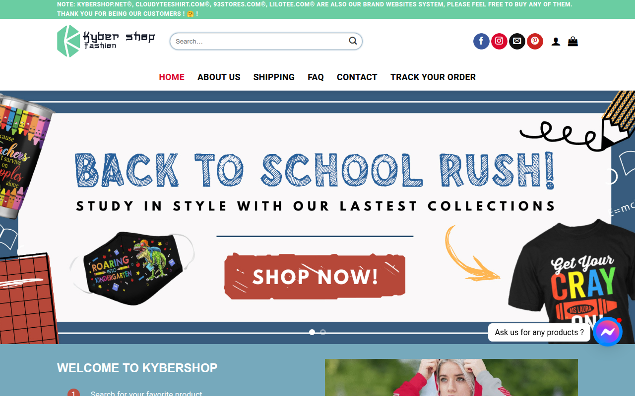 Screenshot van kybershop.com