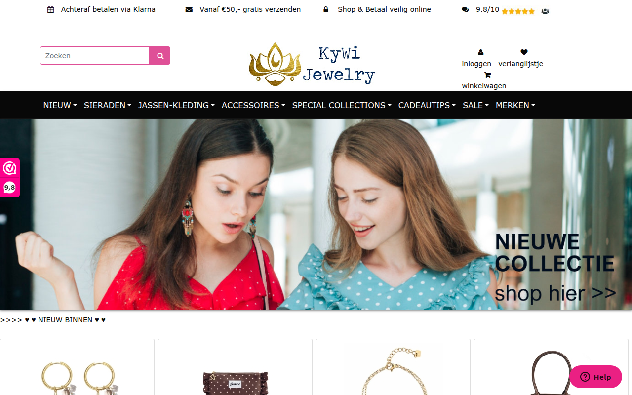 Screenshot van kywi-jewelry.nl