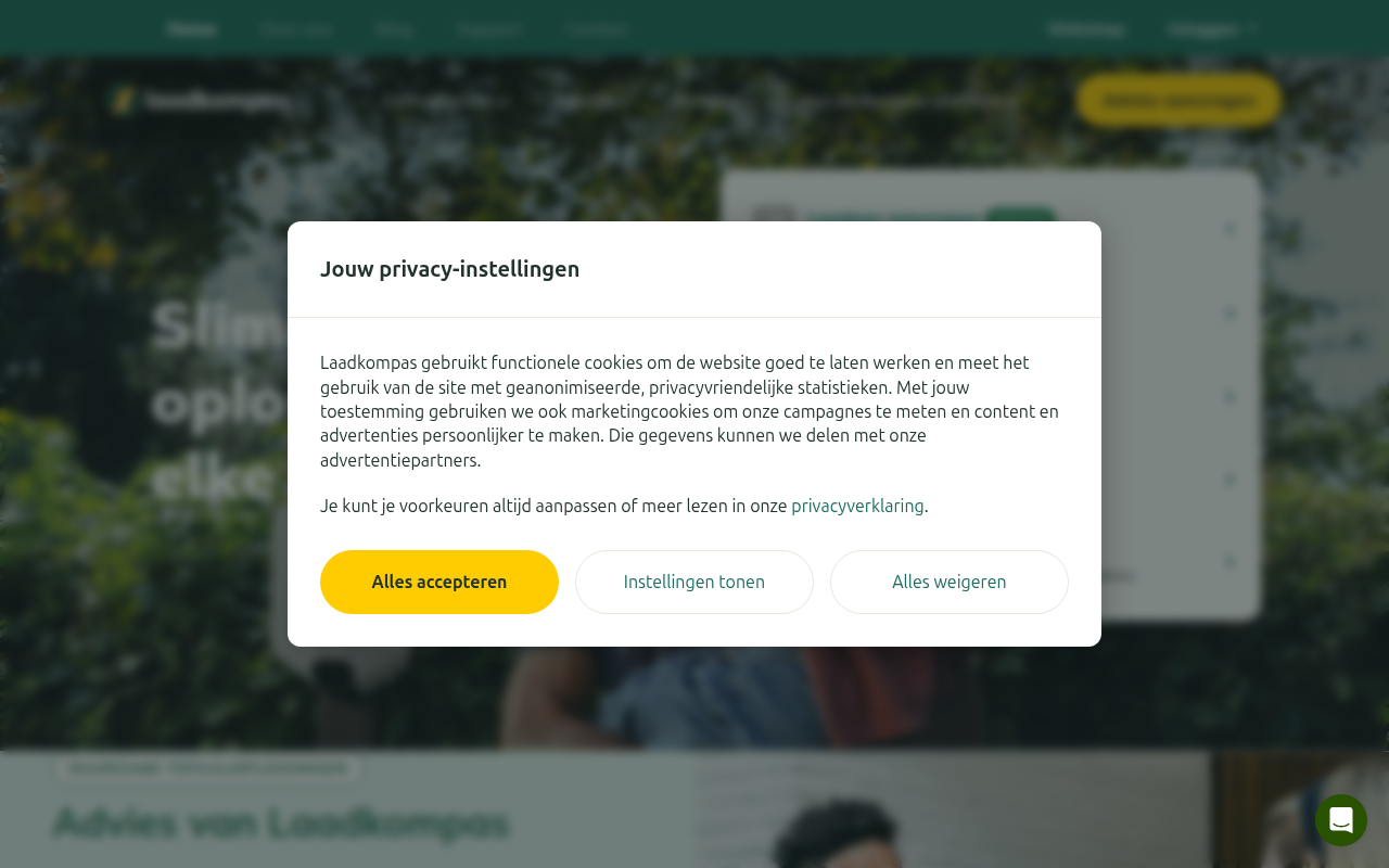 Screenshot van laadkompas.nl