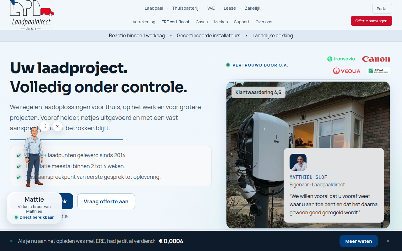 Screenshot van laadpaaldirect.nl