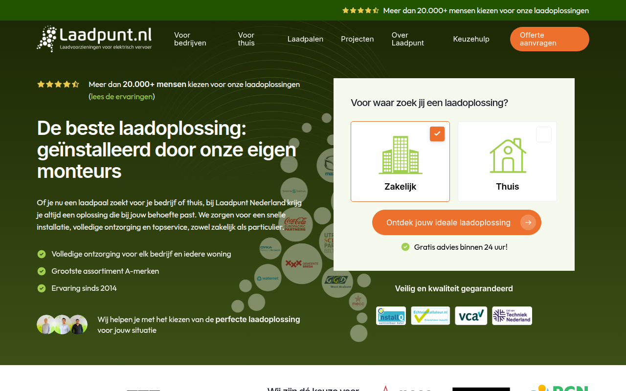 Screenshot van laadpunt.nl
