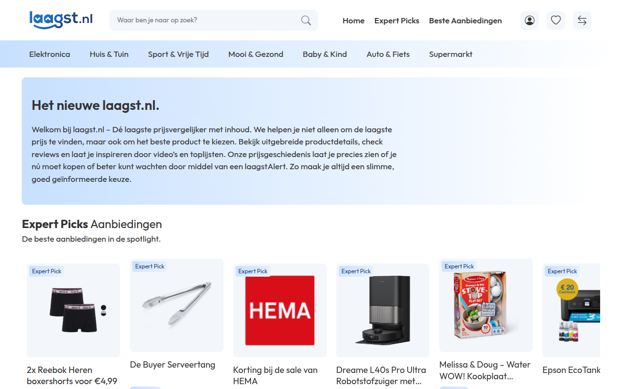 Screenshot van laagst.nl