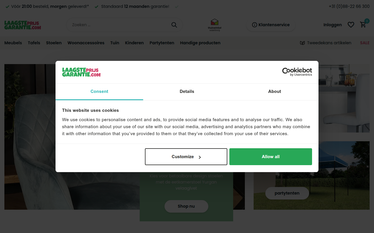 Screenshot van laagsteprijsgarantie.com