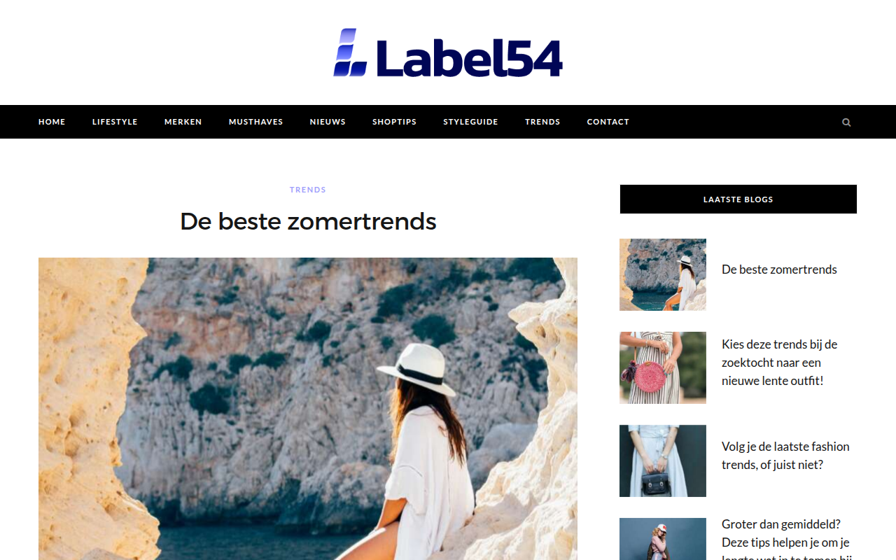 Screenshot van label54.nl