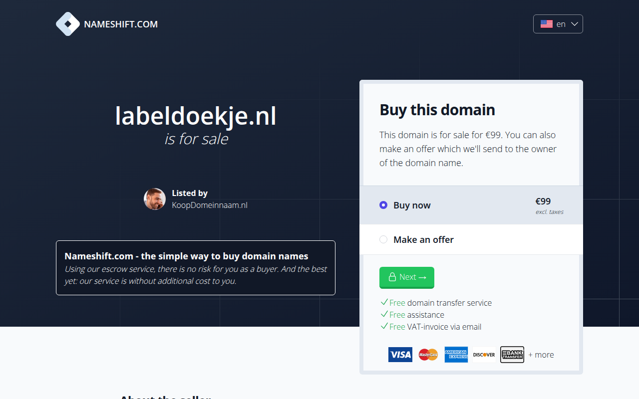Screenshot van labeldoekje.nl