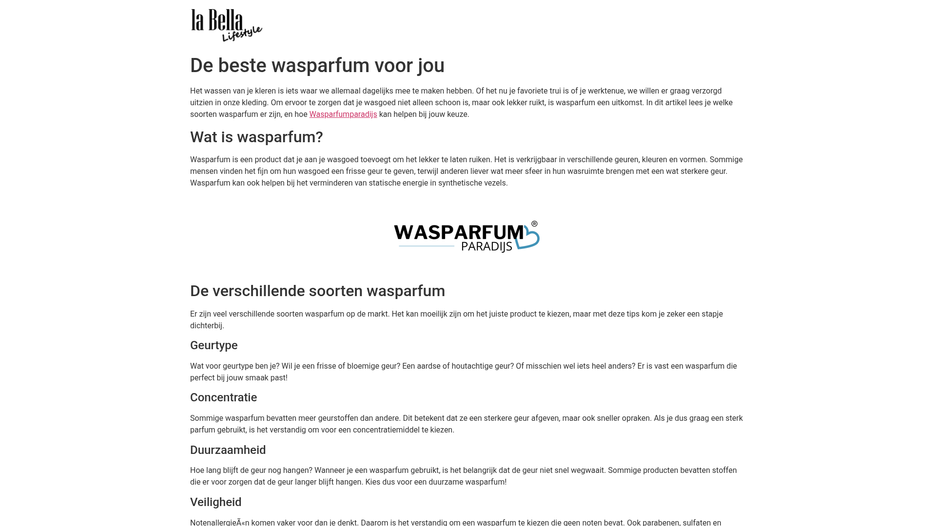 Screenshot van labellalifestyle.nl