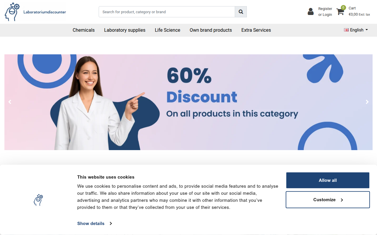 Screenshot van laboratoriumdiscounter.nl