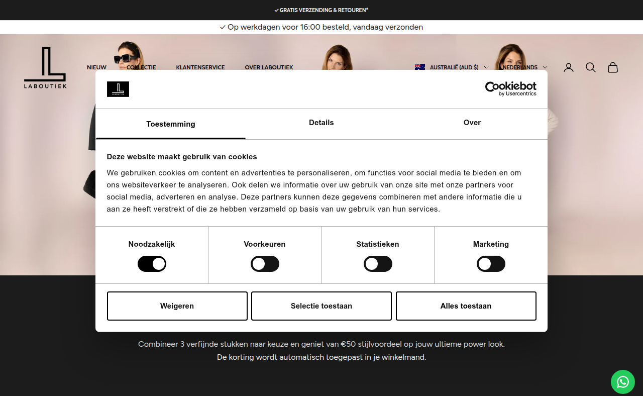 Screenshot van laboutiek.com