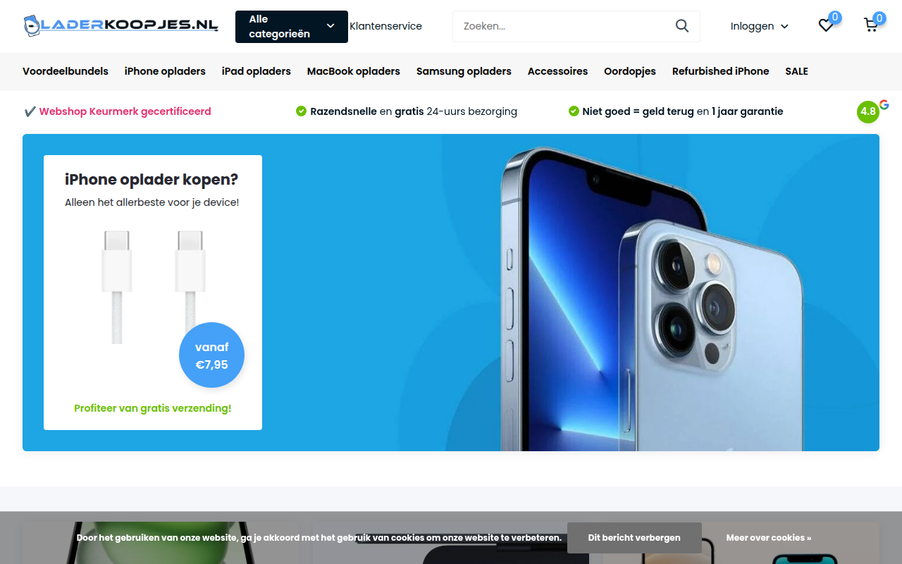 Screenshot van laderkoopjes.nl