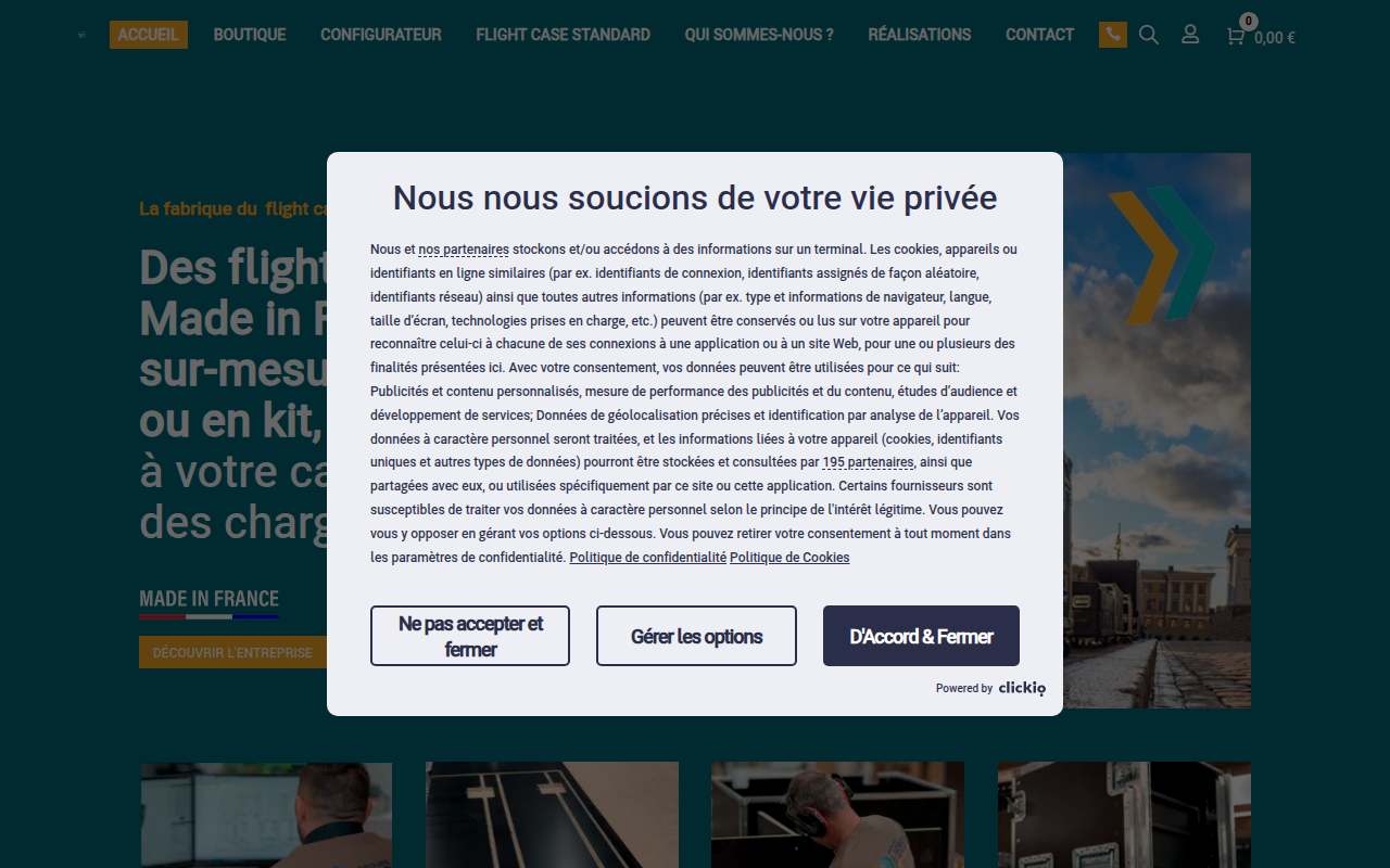Screenshot van lafabriqueduflightcase.fr