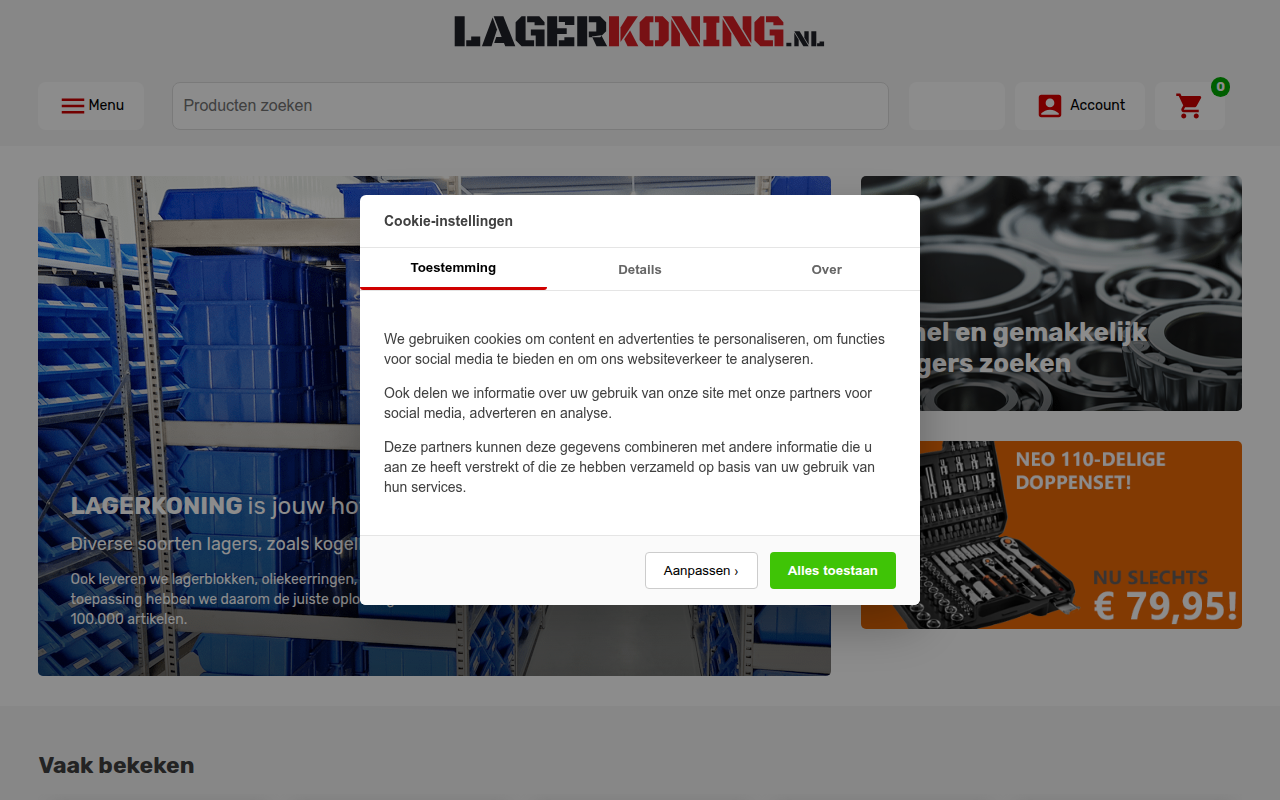 Screenshot van lagerkoning.nl