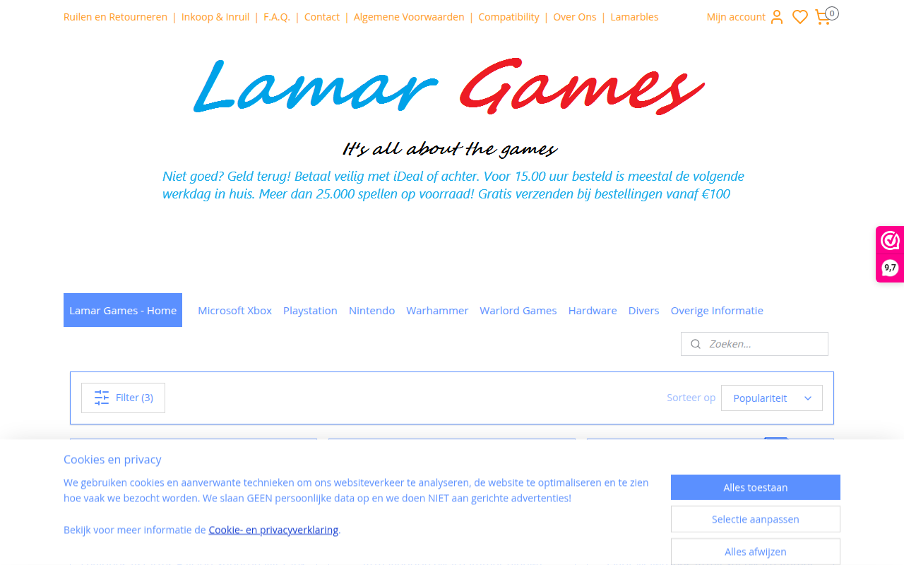 Screenshot van lamargames.nl