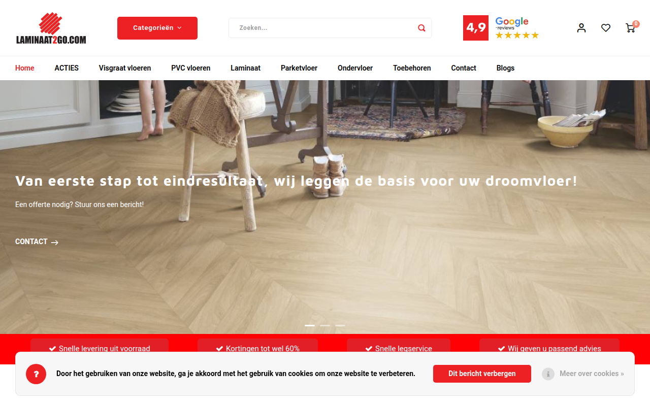 Screenshot van laminaat2go.com