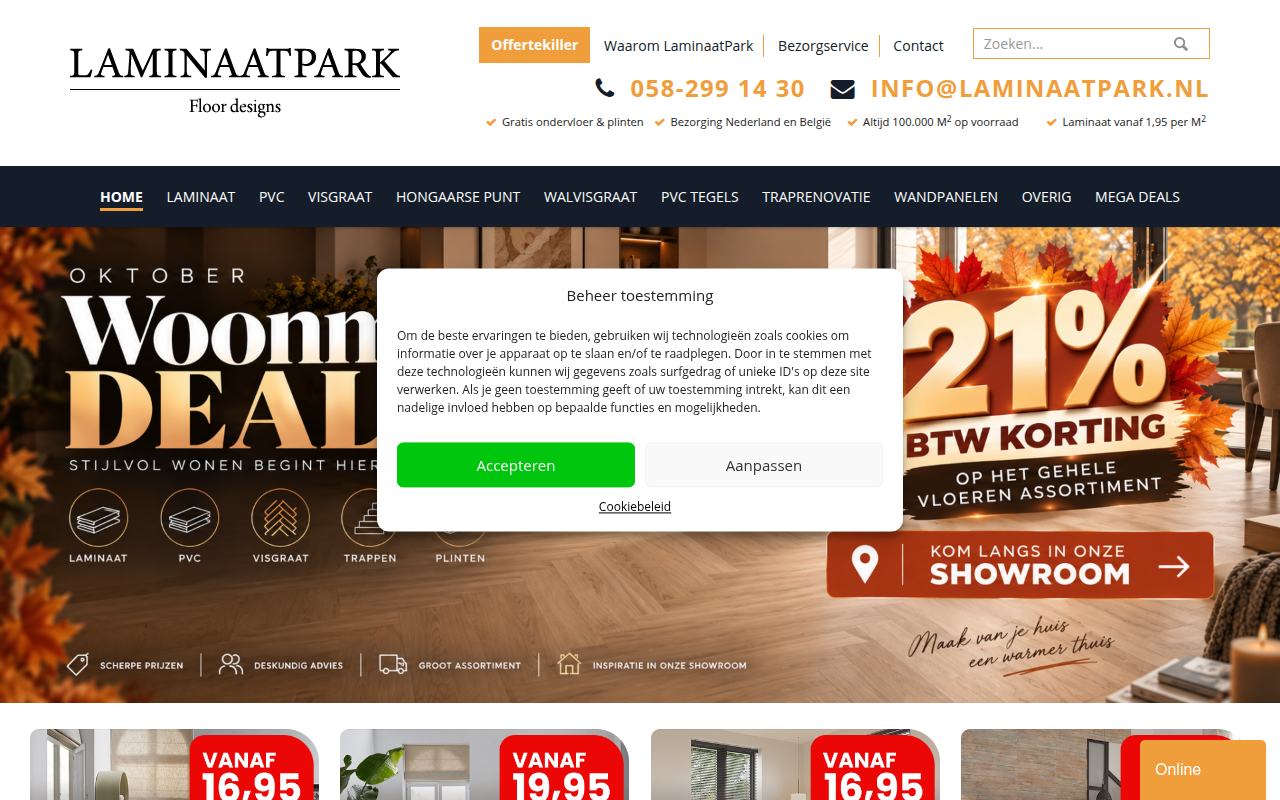 Screenshot van laminaatpark.nl