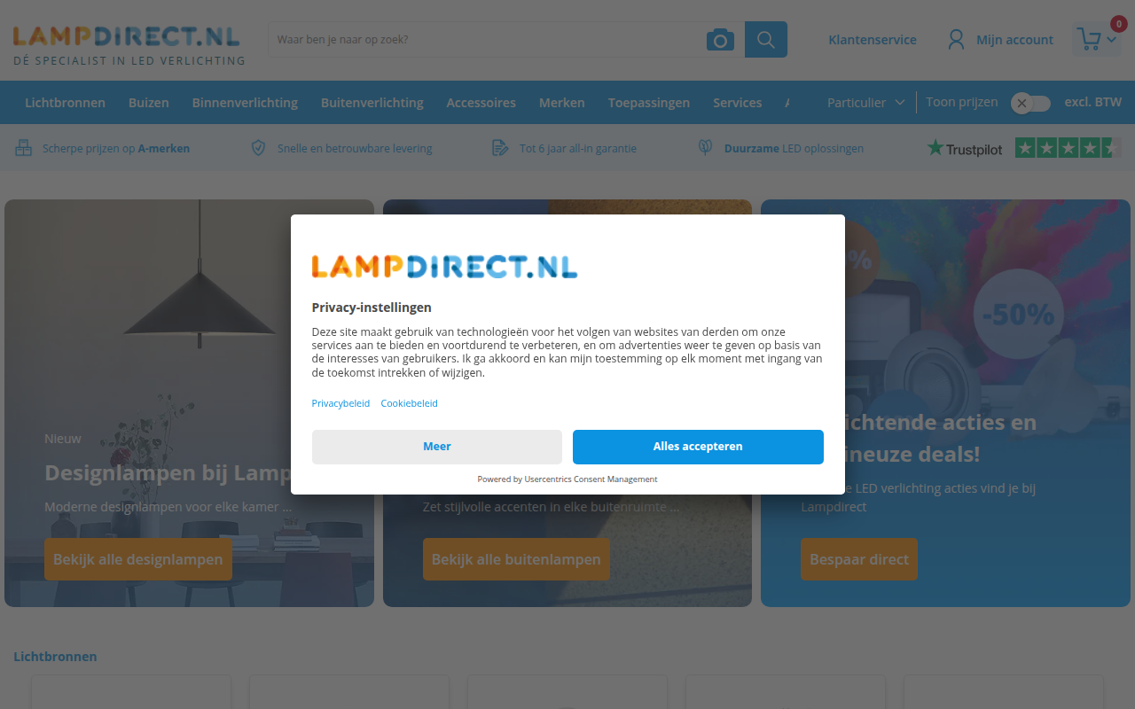 Screenshot van lampdirect.nl