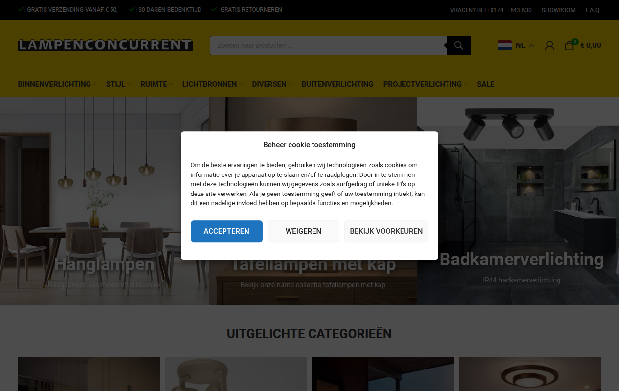 Screenshot van lampenconcurrent.nl
